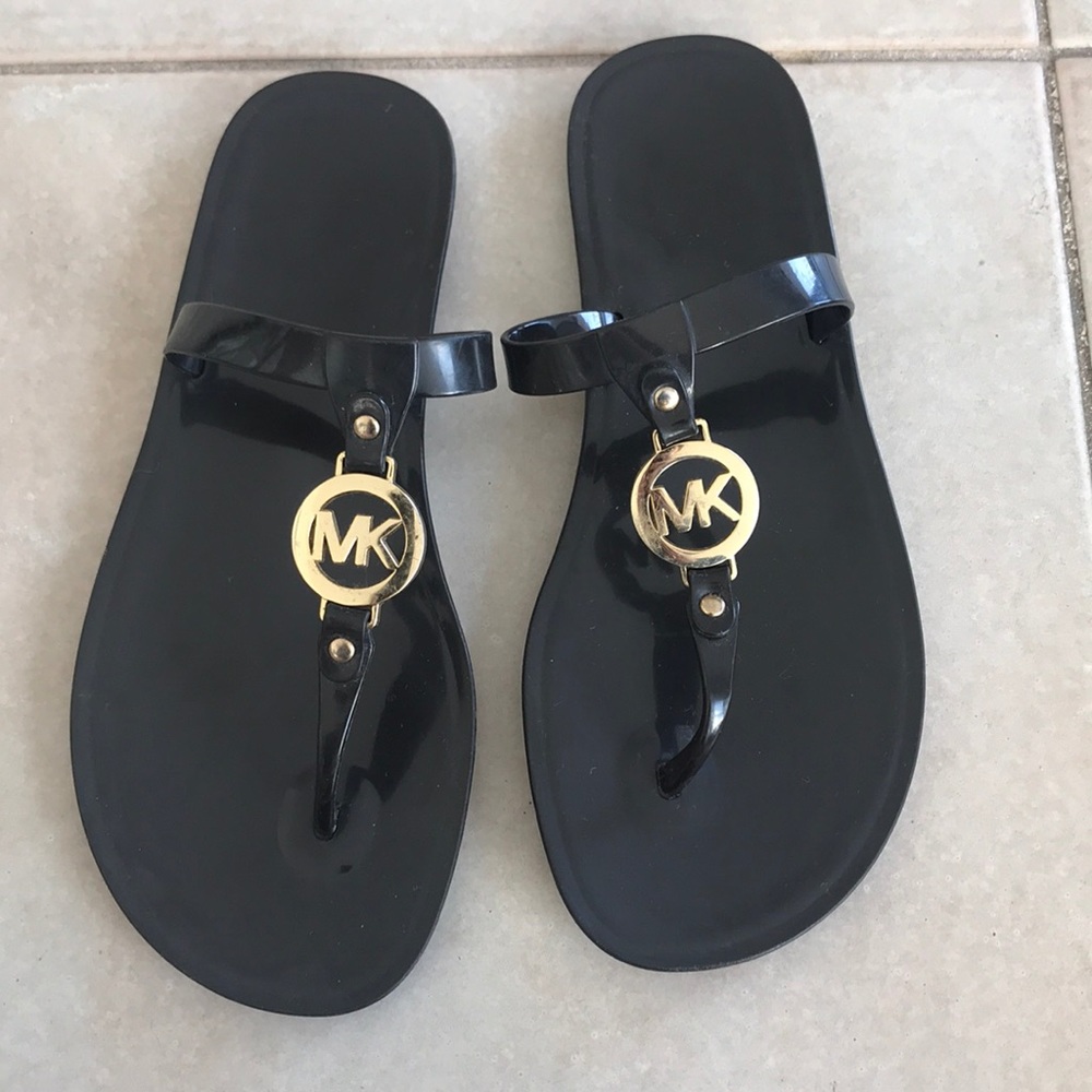 Michael Kors gold/chocolate brown sandal